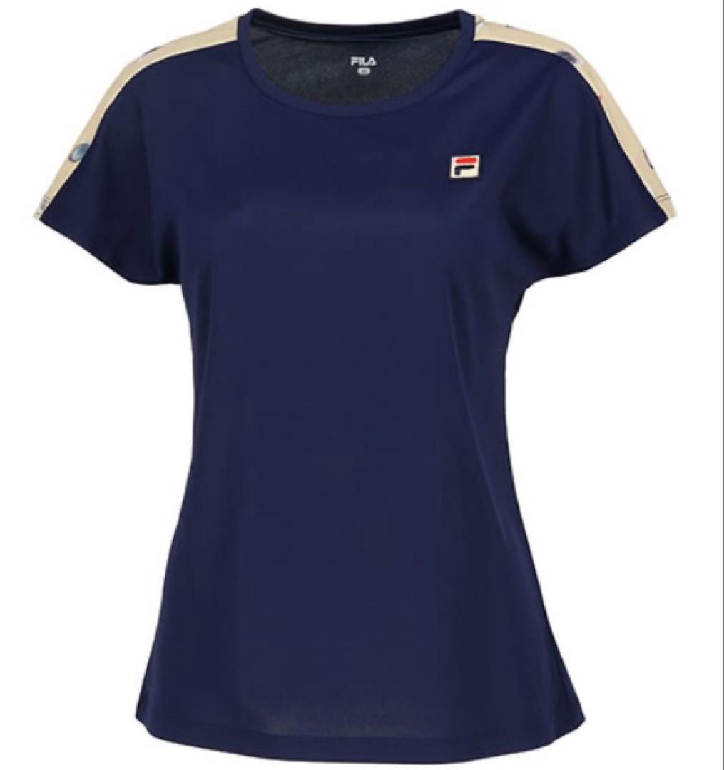 No.131 FILA 羽根模様のゲームシャツ☆NAVY☆新品☆XL☆