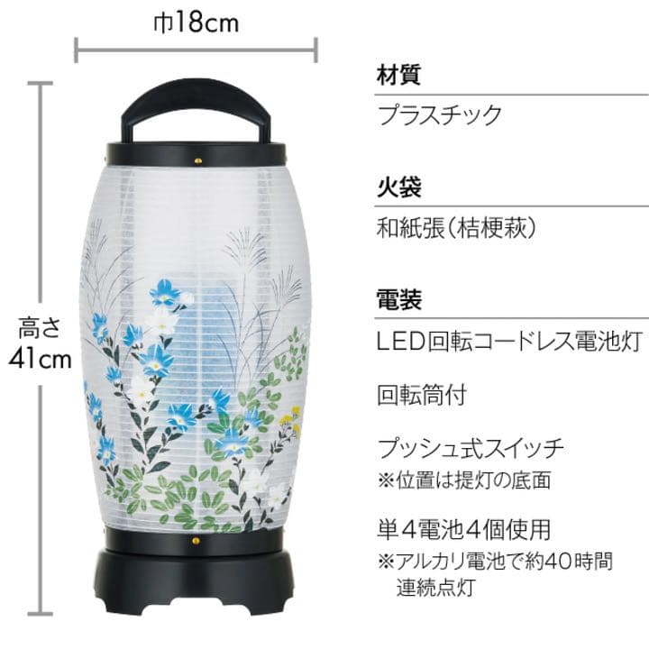 【盆提灯・盆ちょうちん】ミニお盆提灯 LED コードレス 回転行灯