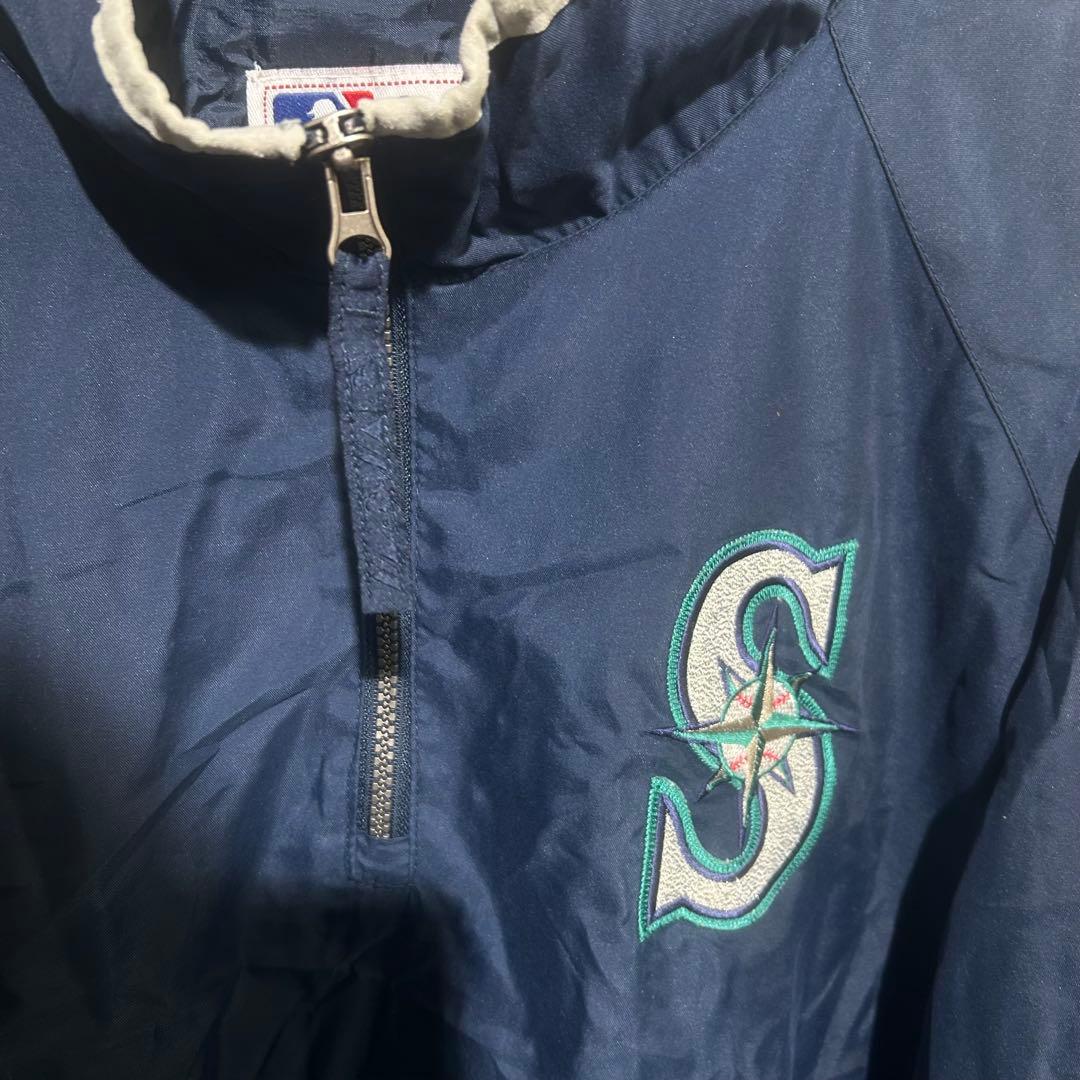 MAJESTIC MLB シアトルマリナーズ ハーフジップ ブルゾン ネイビー