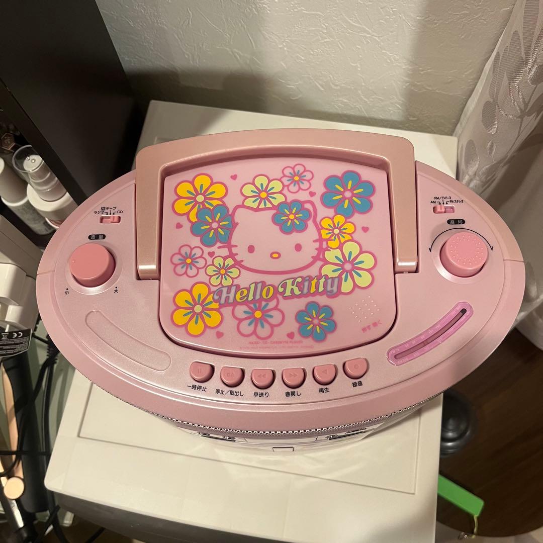 ハローキティ 平成レトロ CDカセットプレーヤー カオハナ