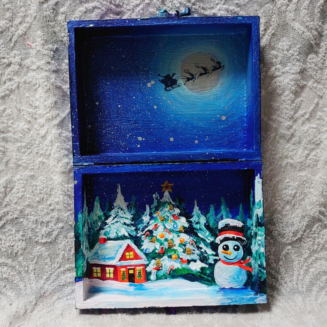 油絵 絵画 月下のクリスマスボックス