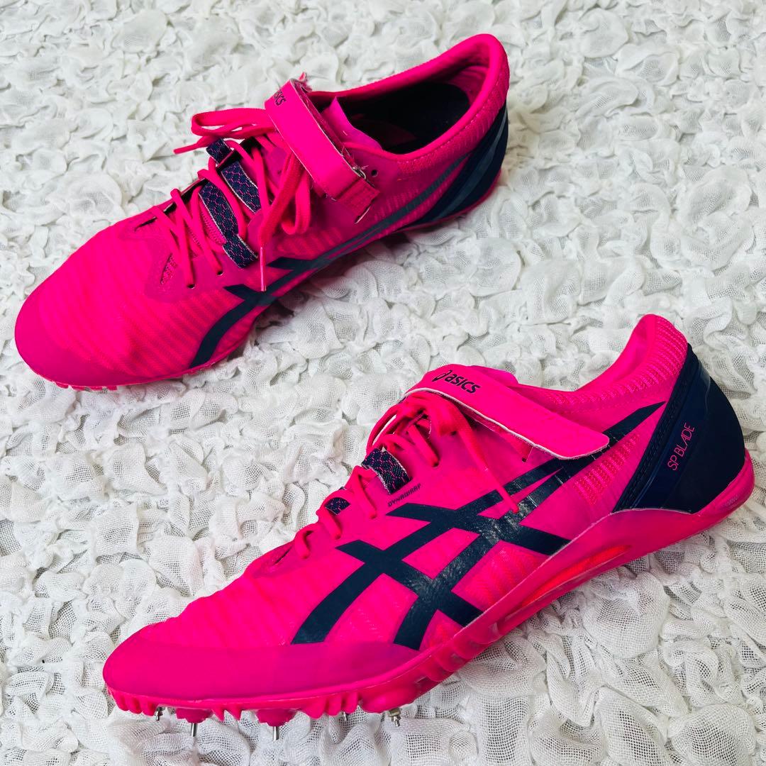 アシックスASICS陸上スパイク 28㎝ピンク蛍光 短距離ハイパースプリント軽量