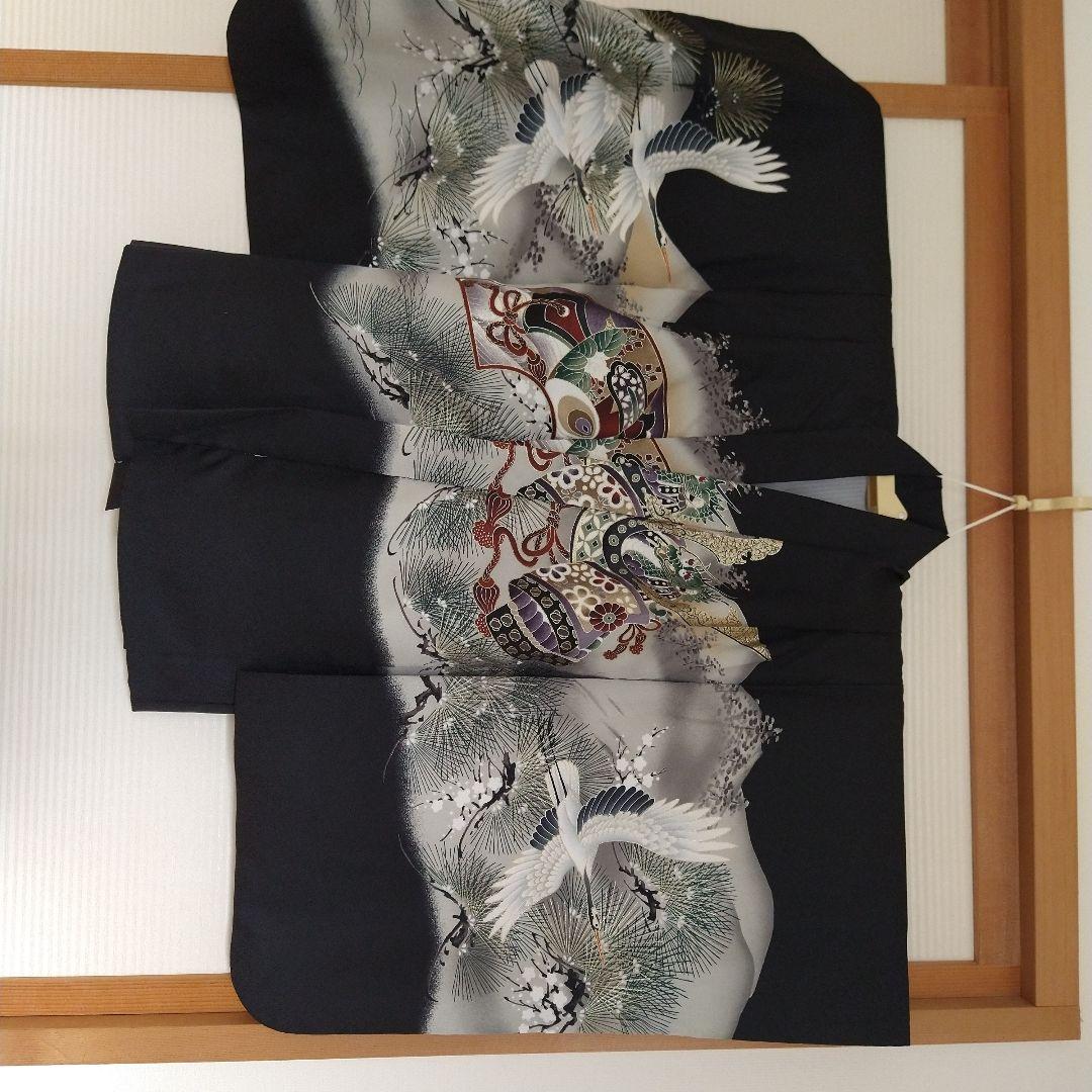 七五三 着物セット 黒地 鷹デザイン　足袋草履セット