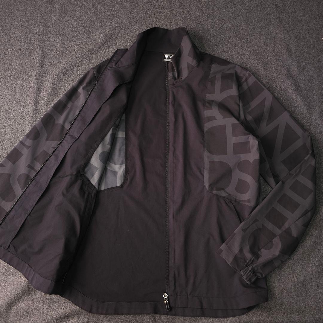 デサントゴルフ L 黒 総柄 ストレッチ ナイロン ジップブルゾンジャケット