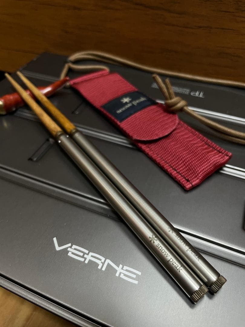 漆黒＆白銀、幸運の夫婦（めおと）箸！スノーピーク 旧・和武器（丸形） ブラック