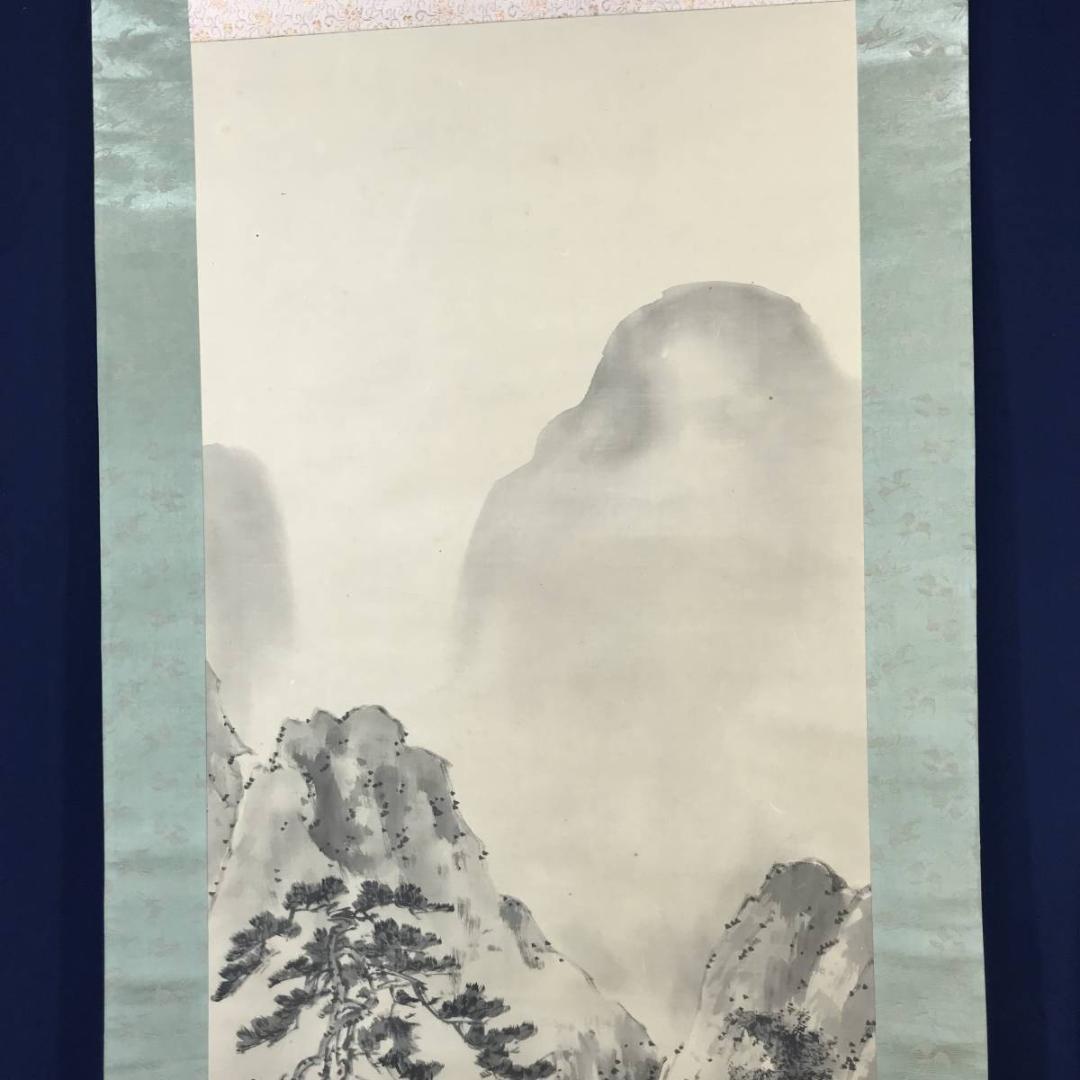 【真作】景峰/山家幽居図/山水図/掛軸/名家伝来/AB-728