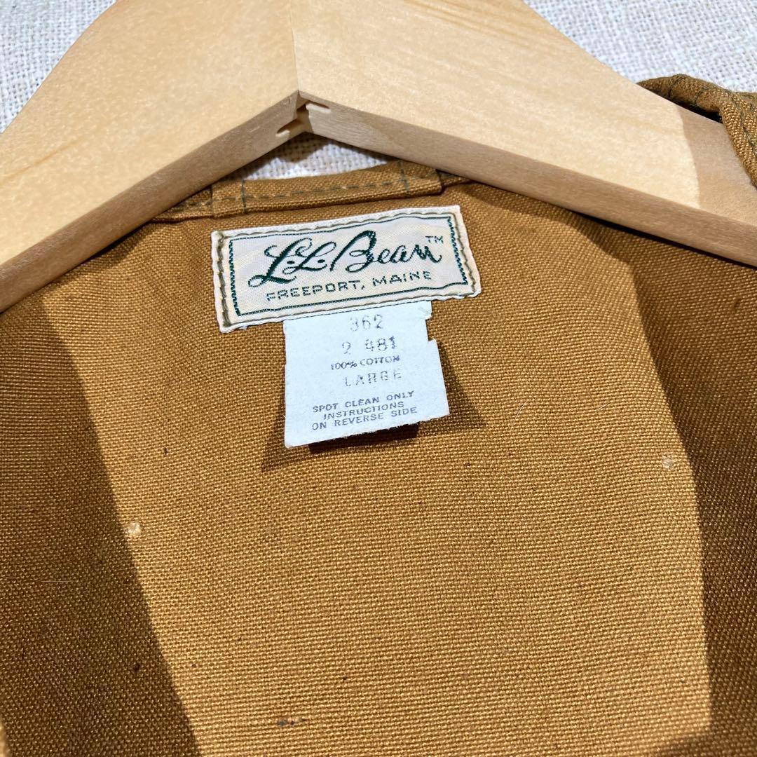 USA製　llbean 筆記体タグ　ハンティングベスト　ダック生地　L
