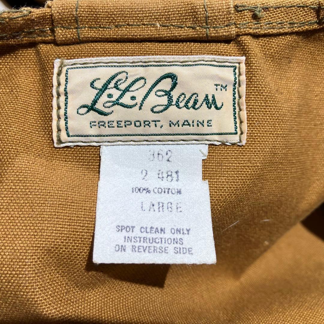 USA製　llbean 筆記体タグ　ハンティングベスト　ダック生地　L