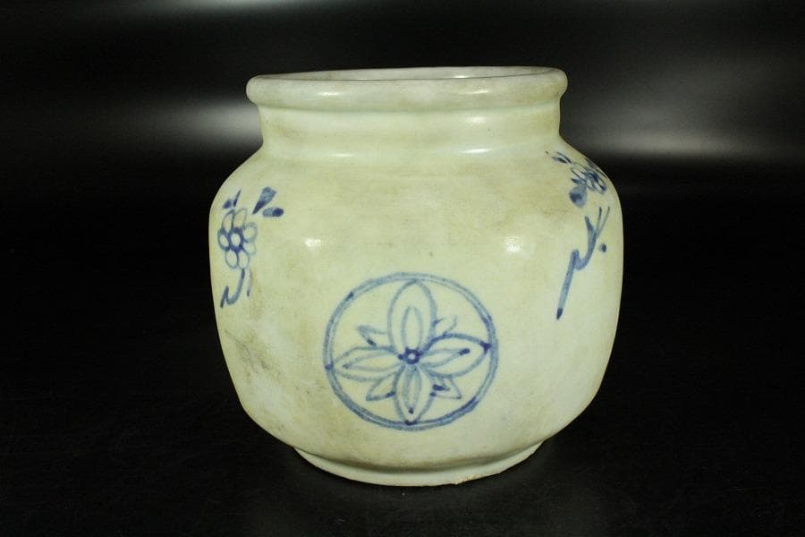 李朝 染付 壷 φ16.5cm(K-YC601)