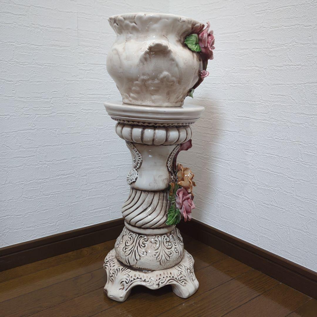 陶器製ローズ　フラワーポット　花台　イタリア製
