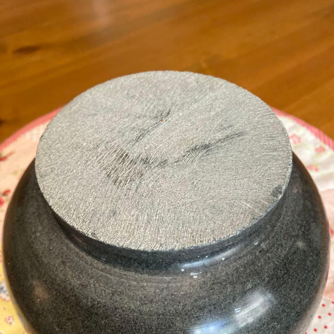 未使用 お花模様 石すり鉢
