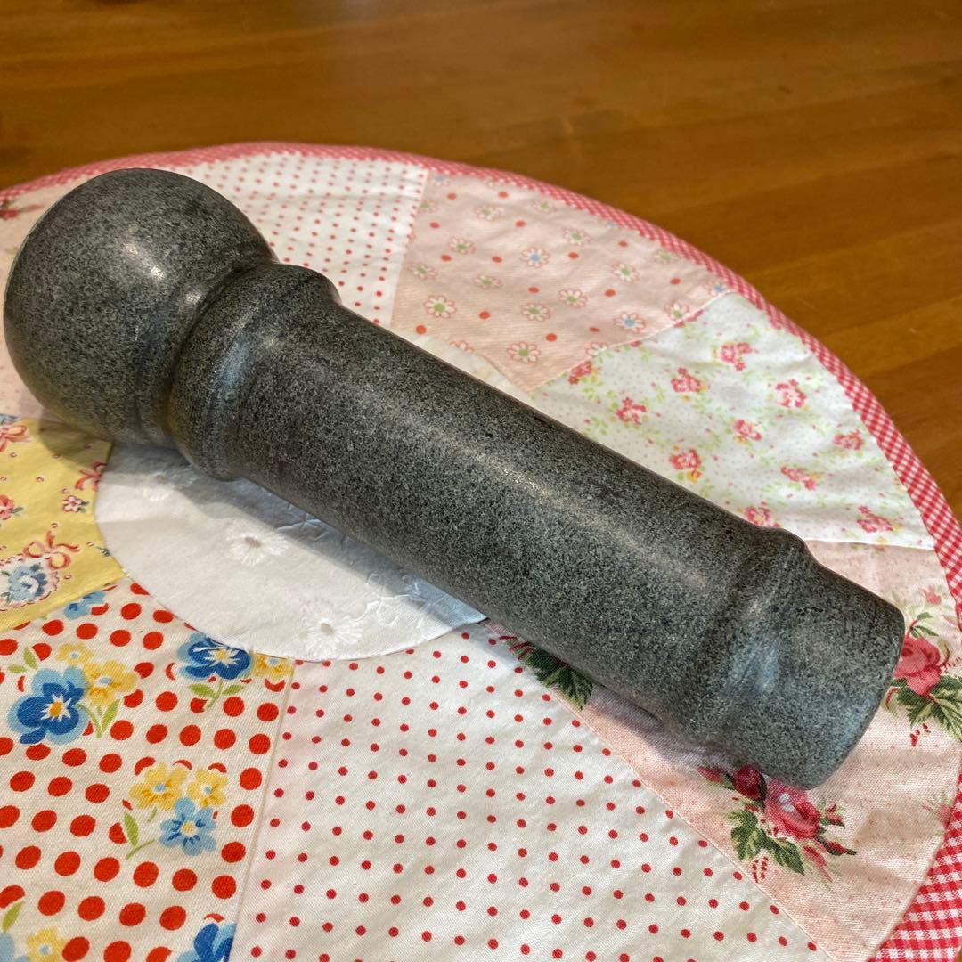 未使用 お花模様 石すり鉢