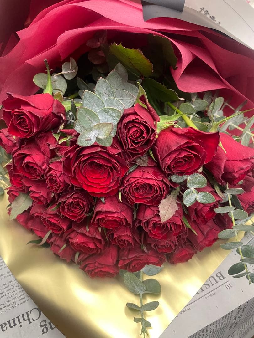 花束赤系ミックスバラorロイヤルブルー