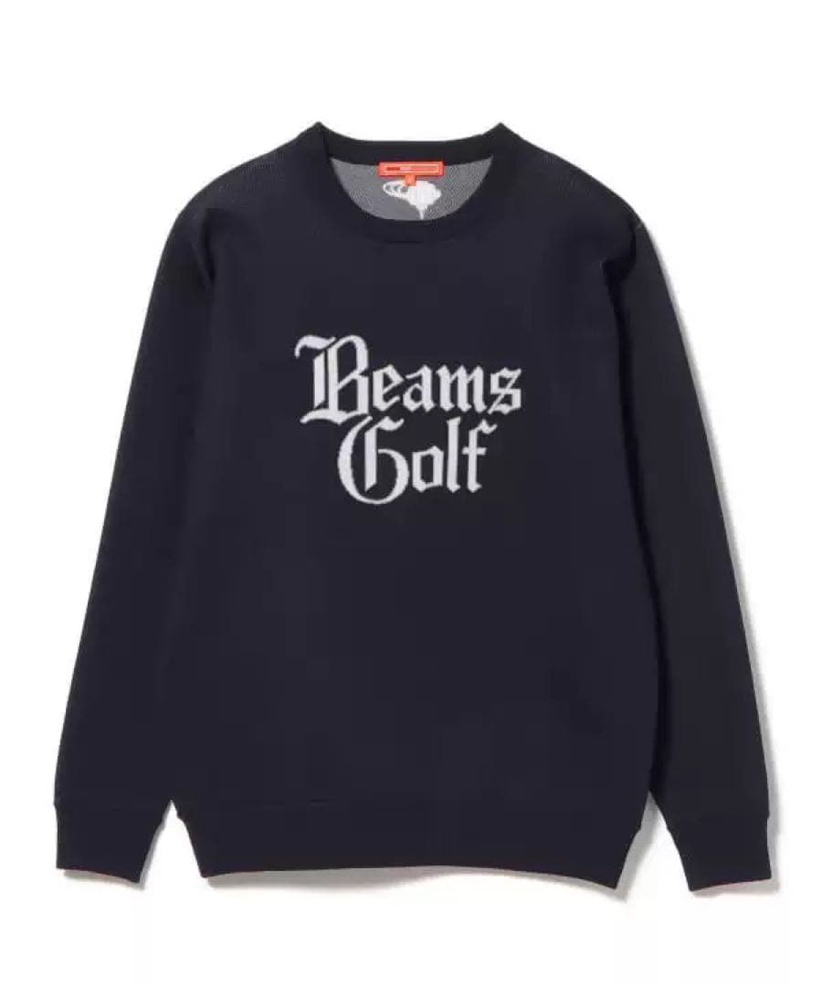 XL 新品20900円　春夏　ビームスゴルフ　フロントロゴ ジャカードニット紺