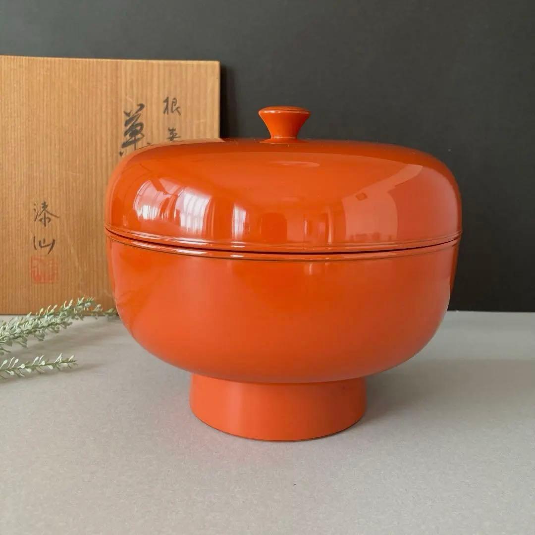 根来塗　菓子器　湊仙