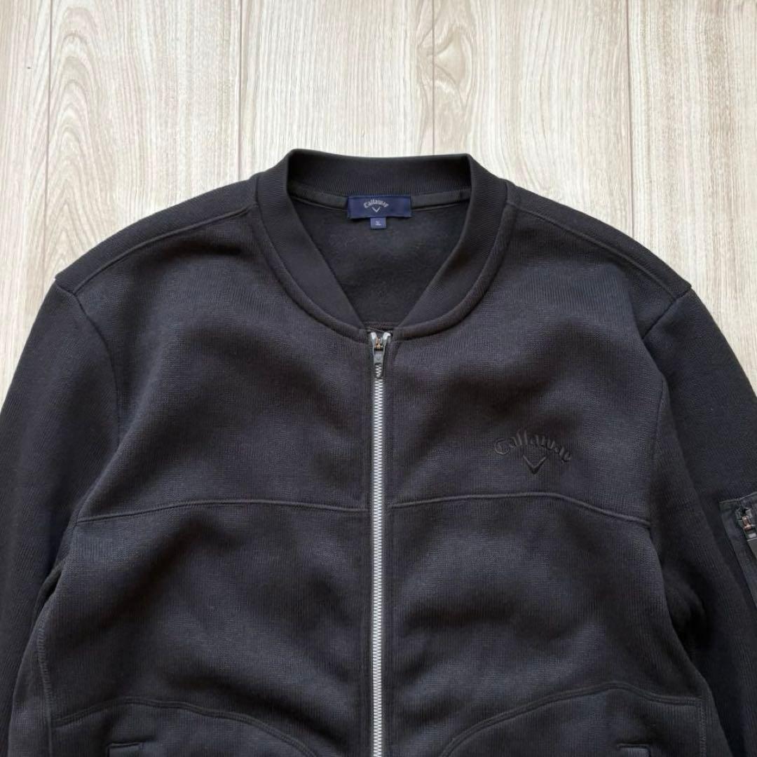 【極美品】Callaway キャロウェイ ゴルフウェア 3L ニットブルゾン 黒