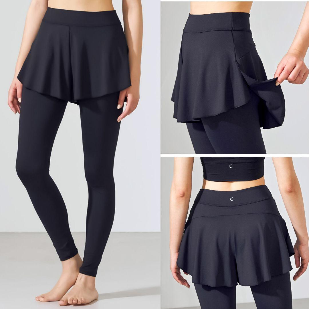 M 未使用 Chacott ショートパンツ付きレギンス＊バレエ ダンス ヨガ 黒