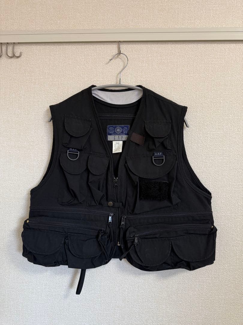 90s OLD GAP フィッシングベスト ブラック L オールドギャップ