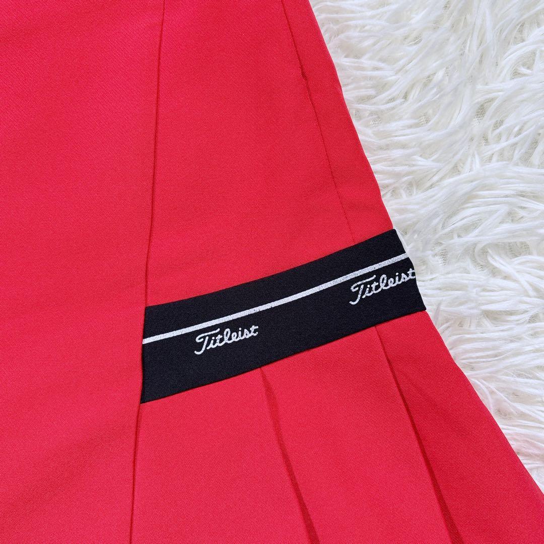 【レディースXXL⭐️極美品】タイトリスト　ゴルフスカート　赤　ラインロゴ　大きめ