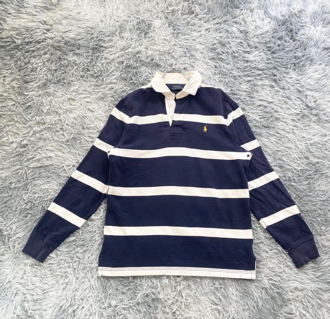 常田大希着用　Polo Ralph Lauren ラガーシャツ 紺白 ボーダー