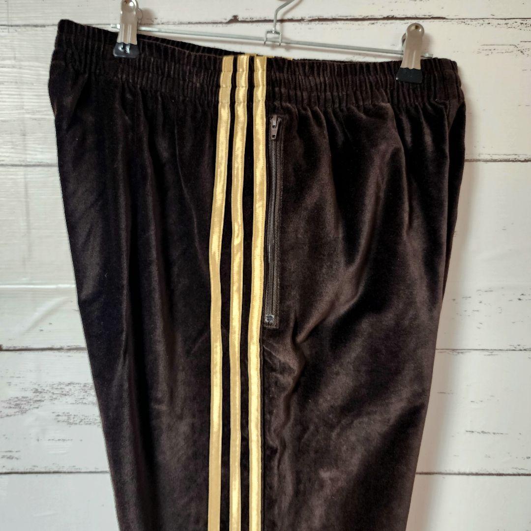 adidas×Beauty&Youth別注 ベロア ブラウン パンツ ゴールド