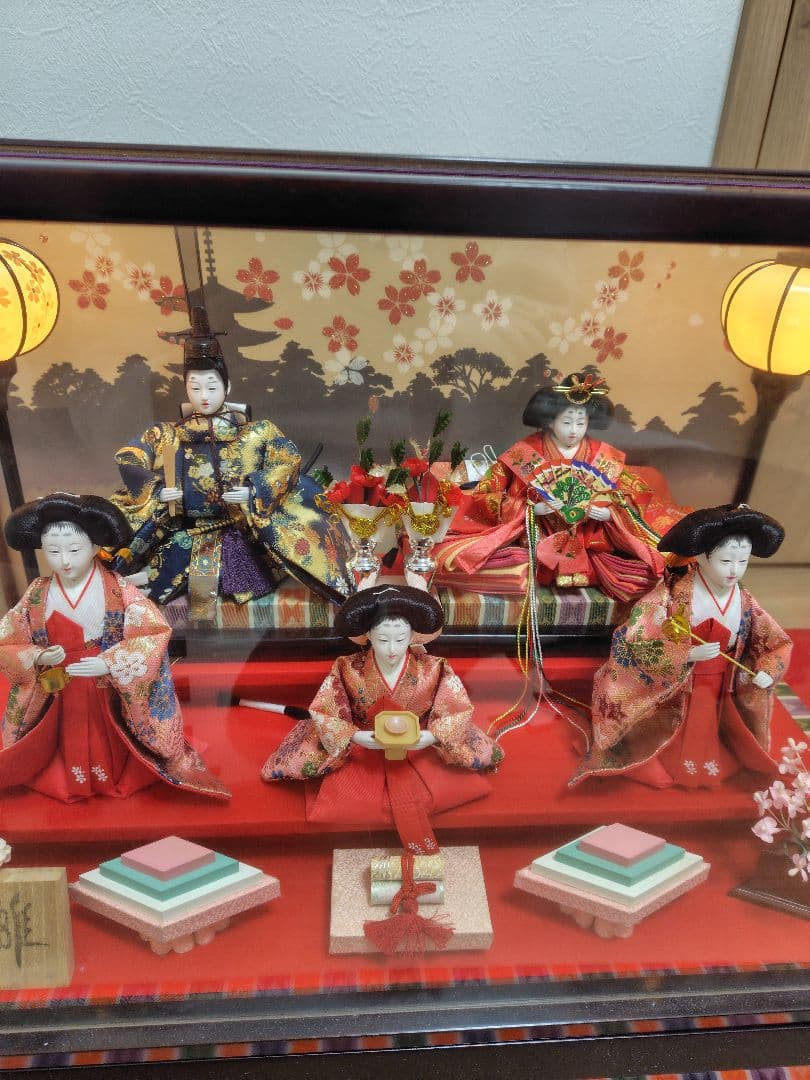 ひな祭り 雛人形セット ガラスケース入り