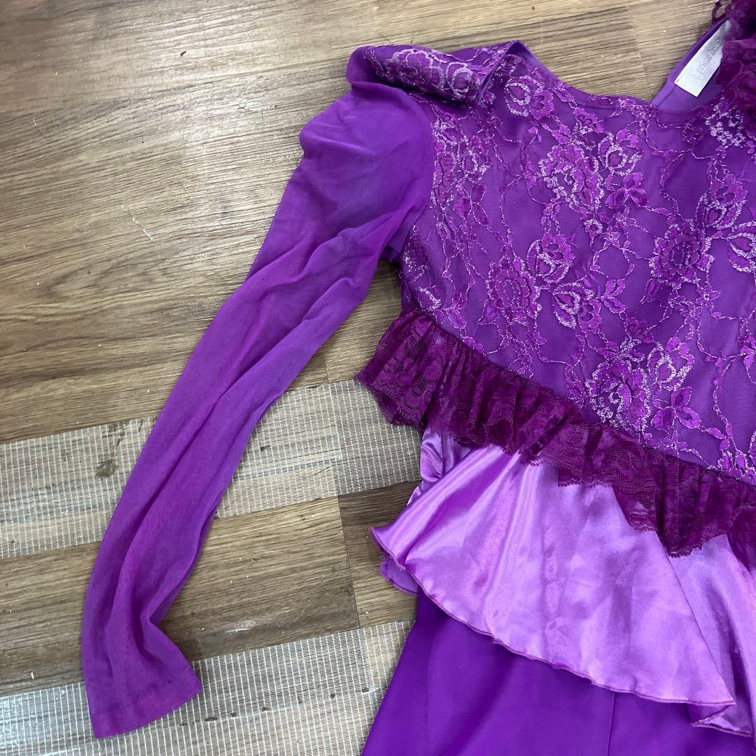 3.4 prima boutique 社交ダンス ドレス パープル ラメレース