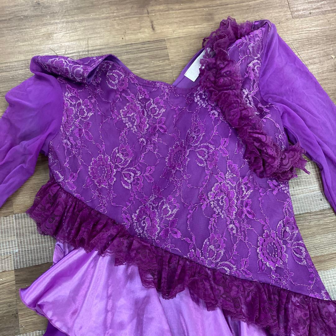 3.4 prima boutique 社交ダンス ドレス パープル ラメレース