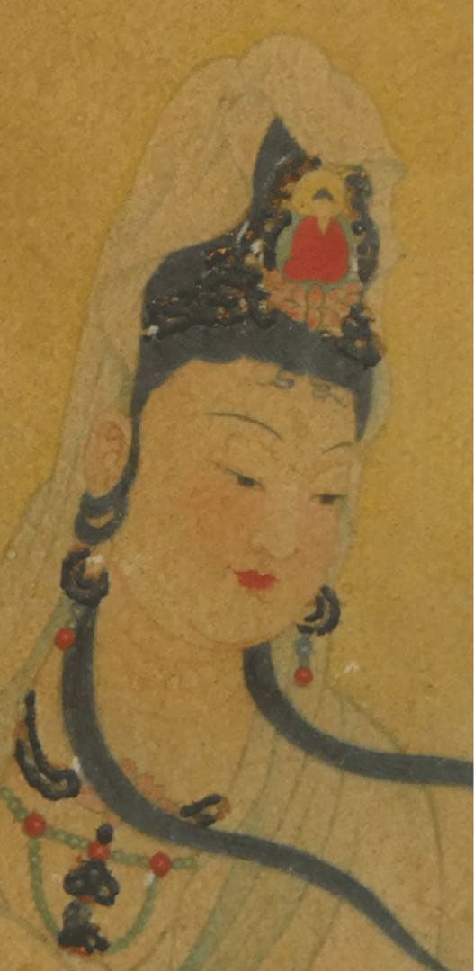 ★名品　【敦煌莫高窟壁画 観音菩薩像 】中國 石窟寺院 高麗仏画 水月観音