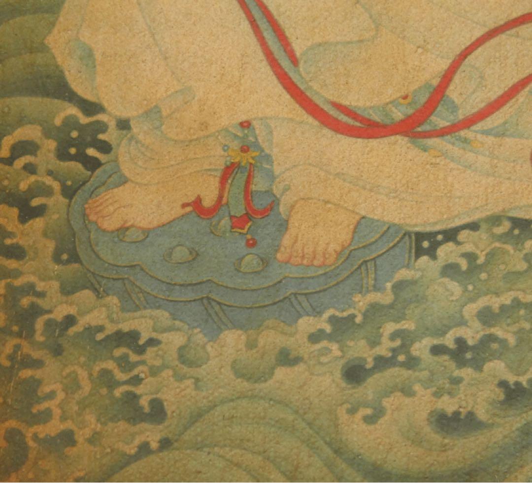 ★名品　【敦煌莫高窟壁画 観音菩薩像 】中國 石窟寺院 高麗仏画 水月観音