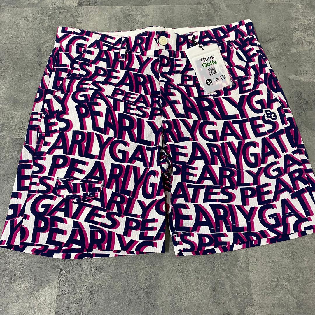 【新品】パーリーゲイツ　ショートパンツ　ハーフパンツ　Mサイズ　ピンク　英字総柄