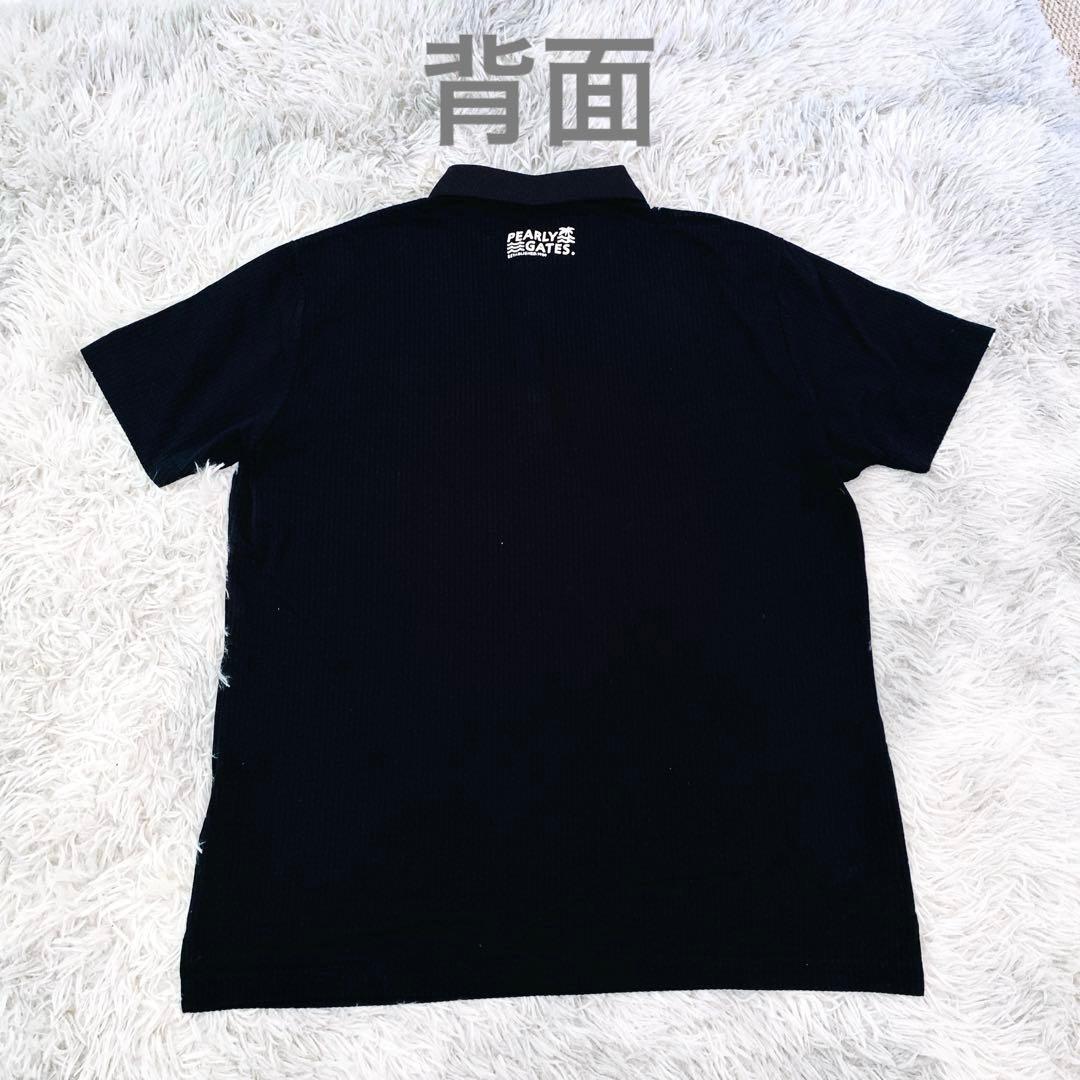 ☆PEARLY GATES ☆ホロシャツ サイズ7(3L)ブラック　ストライプ