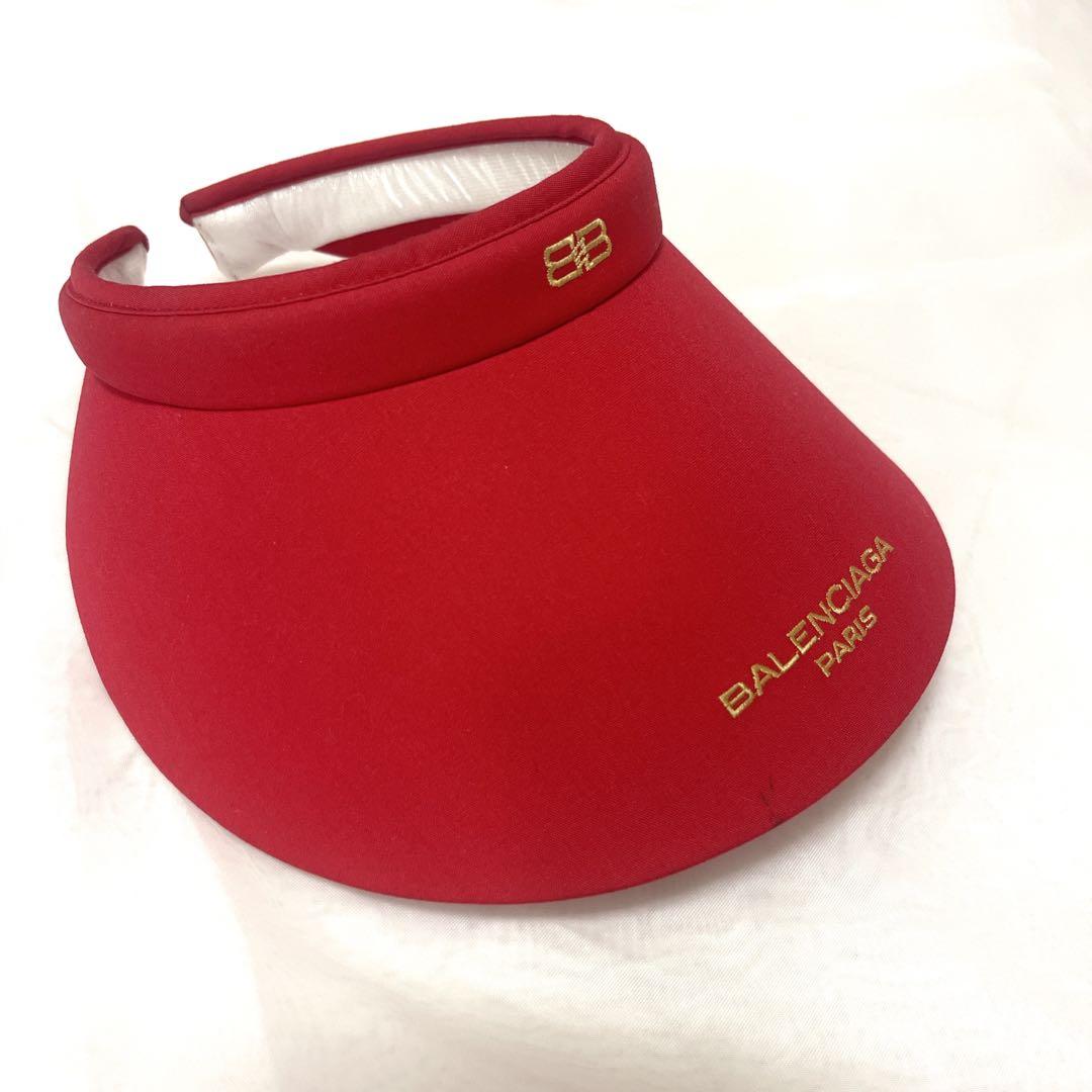 バレンシアガ BALENCIAGA サンバイザー 赤