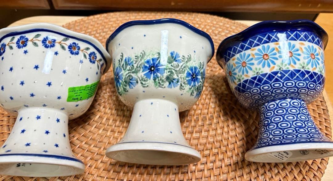 新品　ポーランド　ツェラミカ製　デザートカップ 3点　ポーリッシュポタリー　大