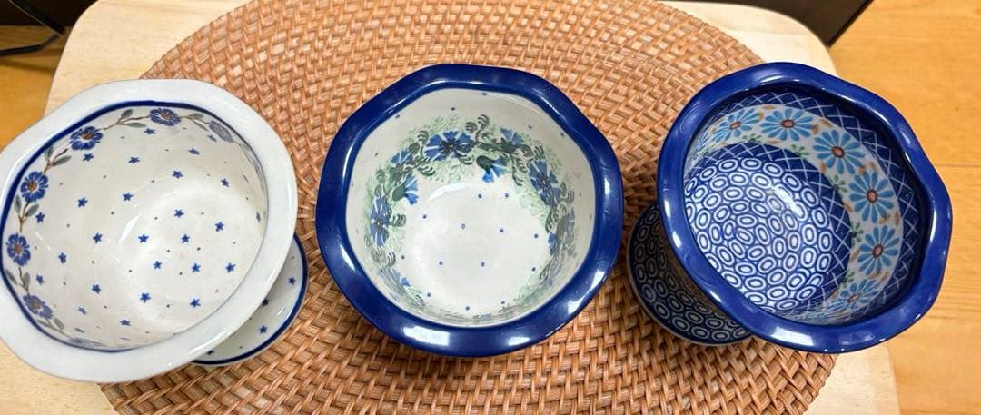 新品　ポーランド　ツェラミカ製　デザートカップ 3点　ポーリッシュポタリー　大