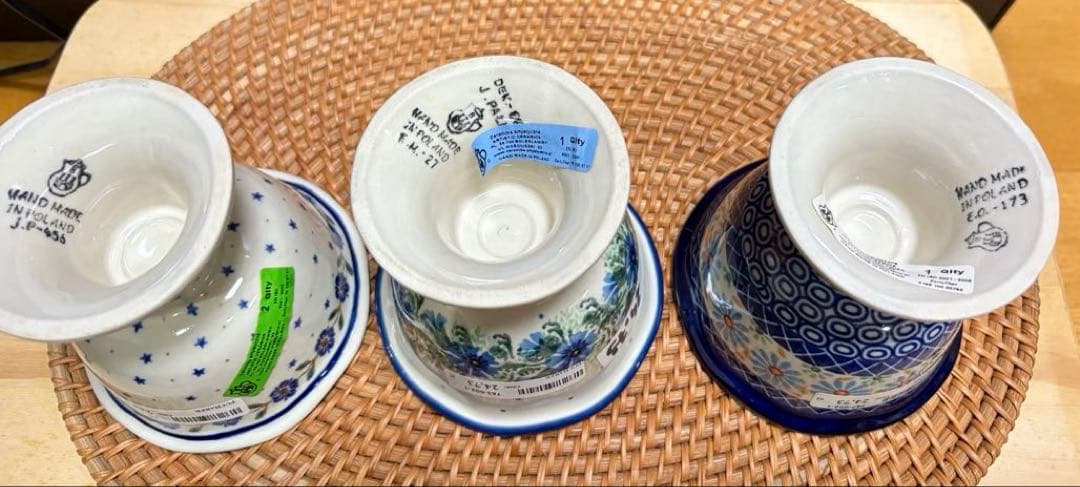 新品　ポーランド　ツェラミカ製　デザートカップ 3点　ポーリッシュポタリー　大