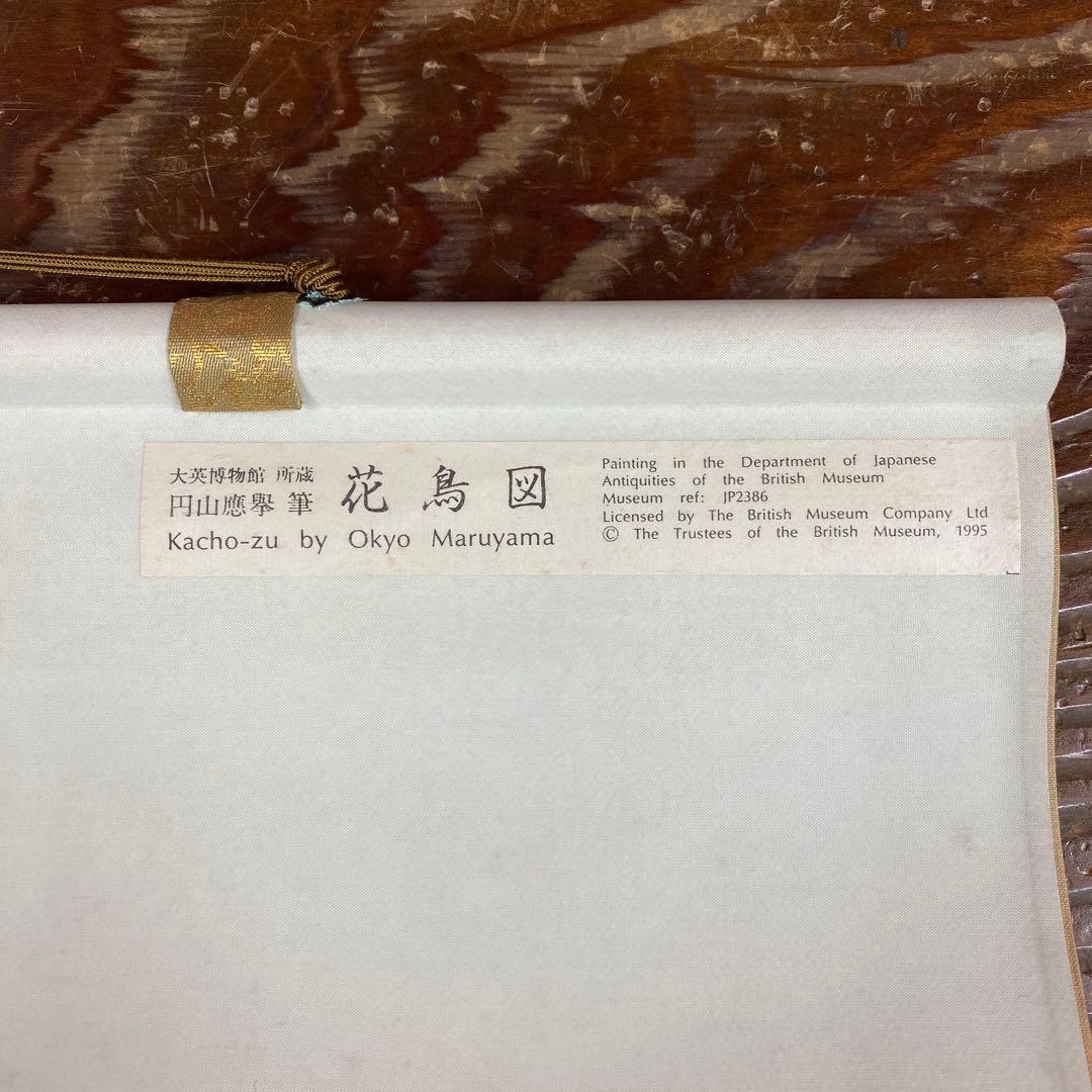 美品 掛け軸 丸山応挙筆「花鳥図」印刷 名画 花鳥 年中掛け