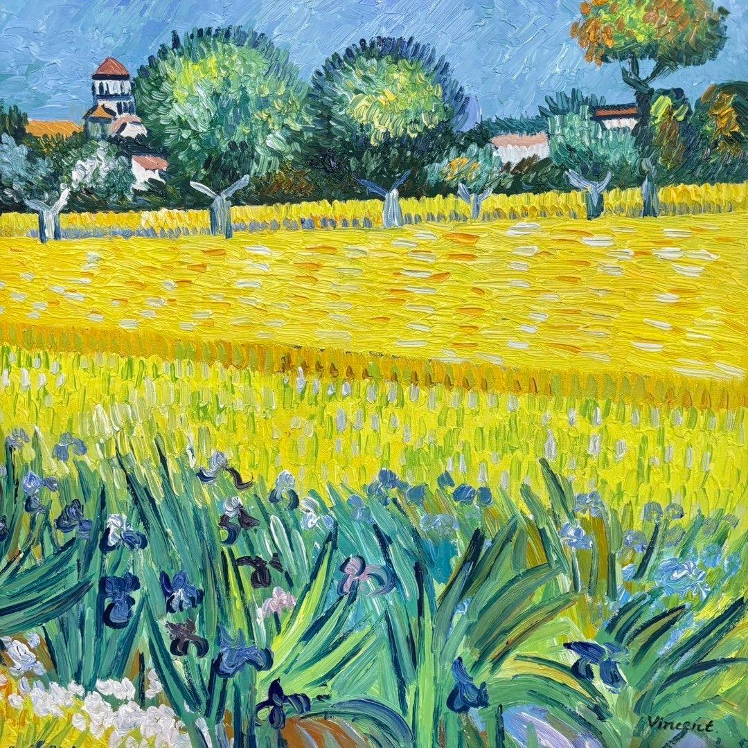 手描き 水彩油画 風景画 約70×100cm 未表装