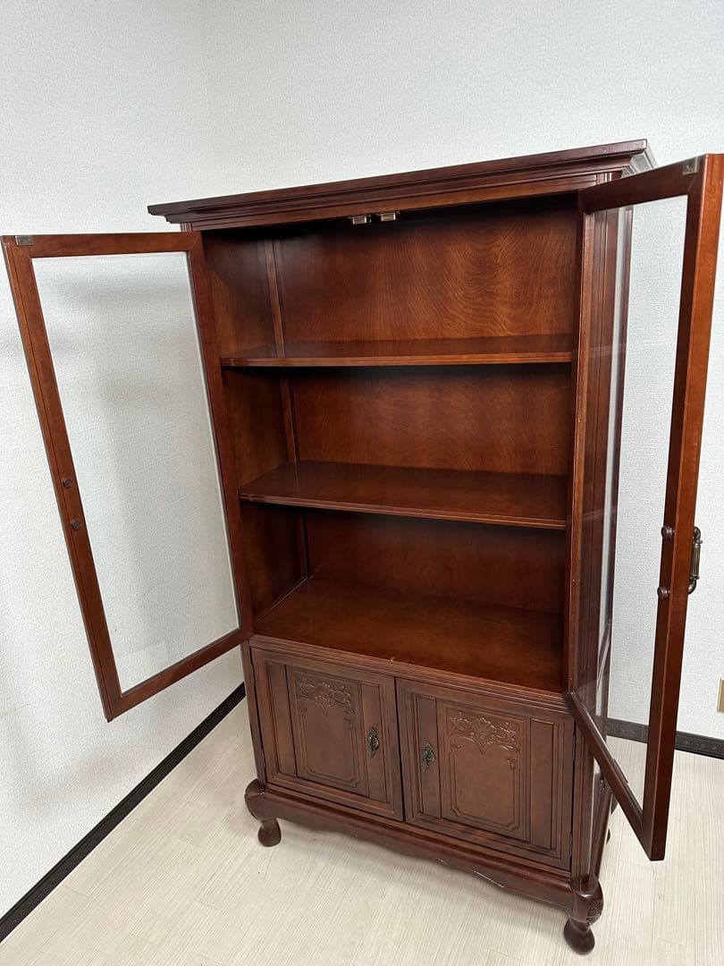 徳田家具 書棚 本棚 桜材 国会議事堂使用 カップボード 食器棚 i1※
