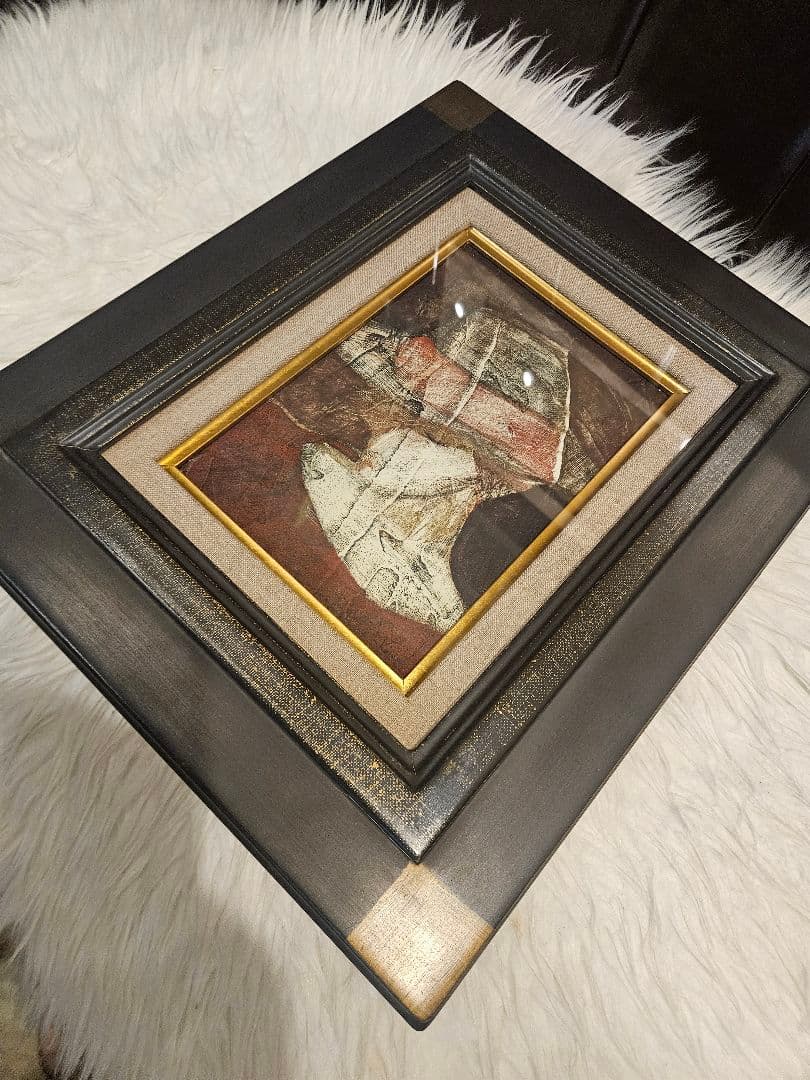 舟山一男「帽子」油彩 画 額装 福岡市美術館収蔵作家