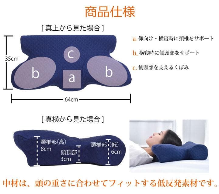 枕 ピロー 洗える 低反発 いびき解消 5WAY枕 『いびき軽減低反発枕』