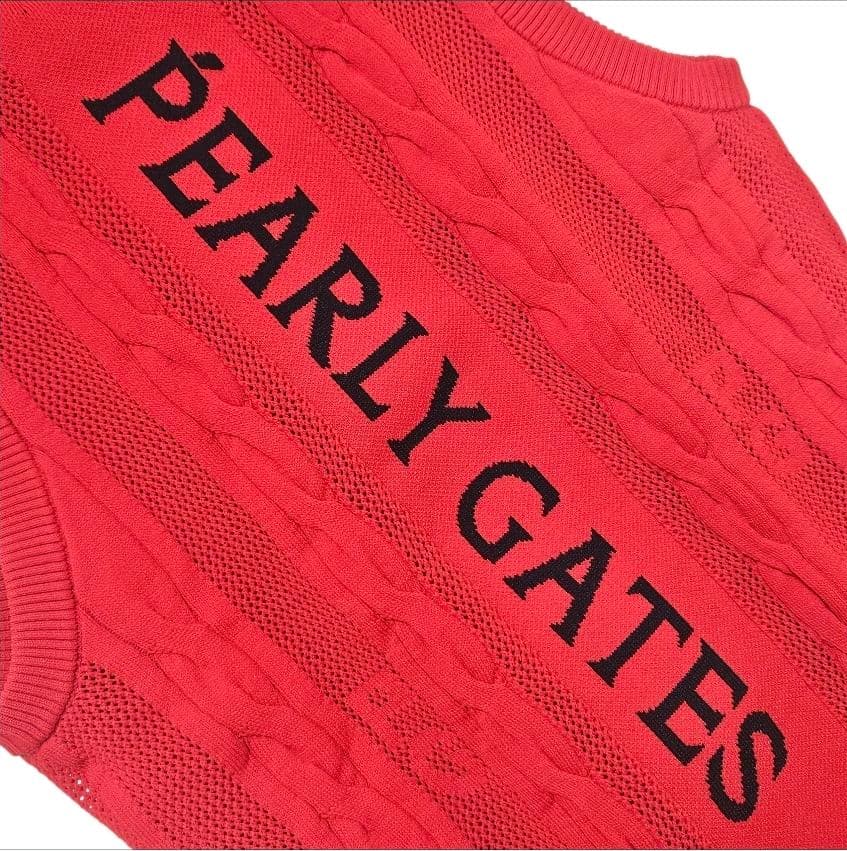 美品 PEARLY GATES レディース ニット ベスト 1 レッド