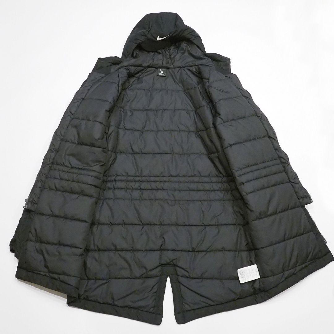 【良品】NIKE ベンチコート フード付き ワンポイントロゴ ブラック Мサイズ