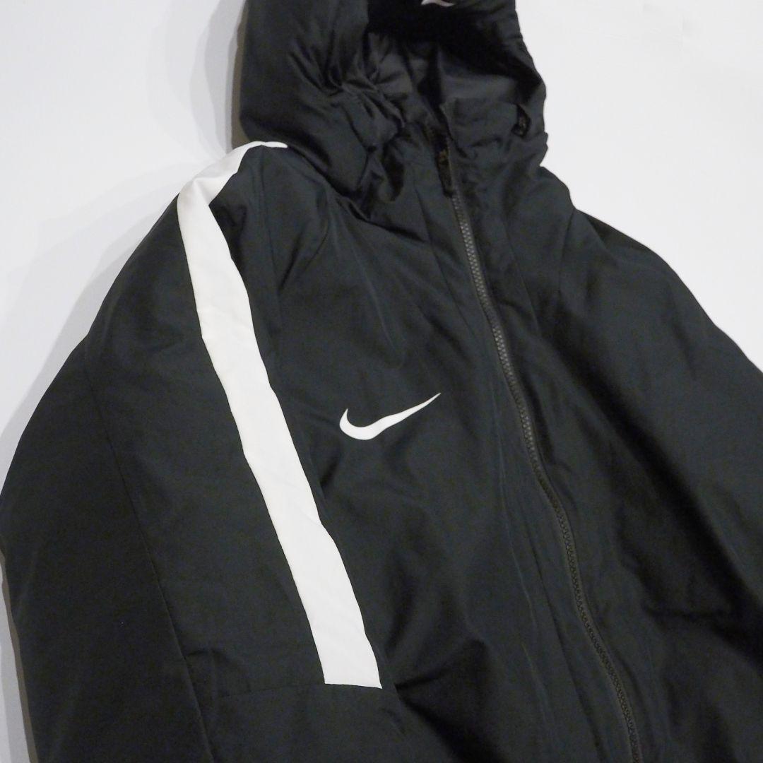 【良品】NIKE ベンチコート フード付き ワンポイントロゴ ブラック Мサイズ