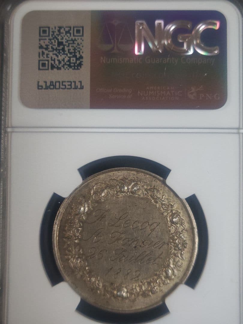 1882年 仏ジェトン 銀製 ウェディングメダル