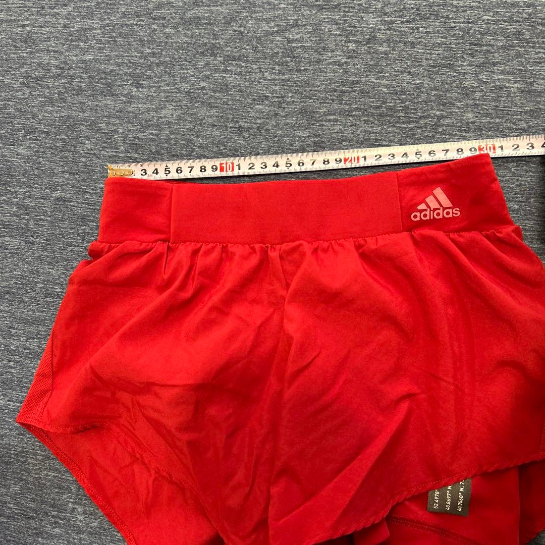 ⑩adidas レッド スポーツブラ＆ショートパンツセット　Ｓ美品