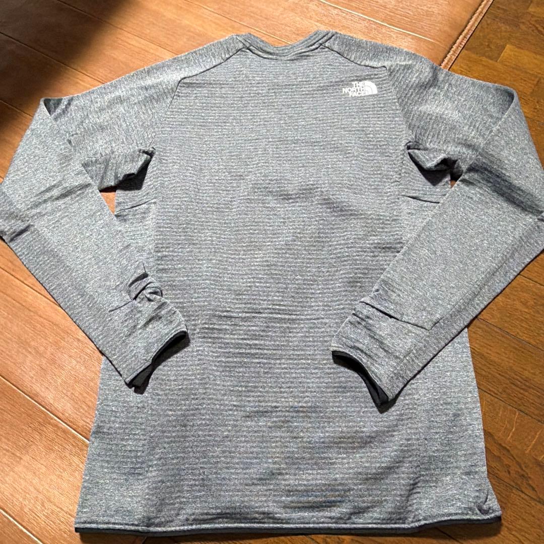 ノースフェイス サーマルバーサグリッドクルーSサイズ ミックスグレー中古美品