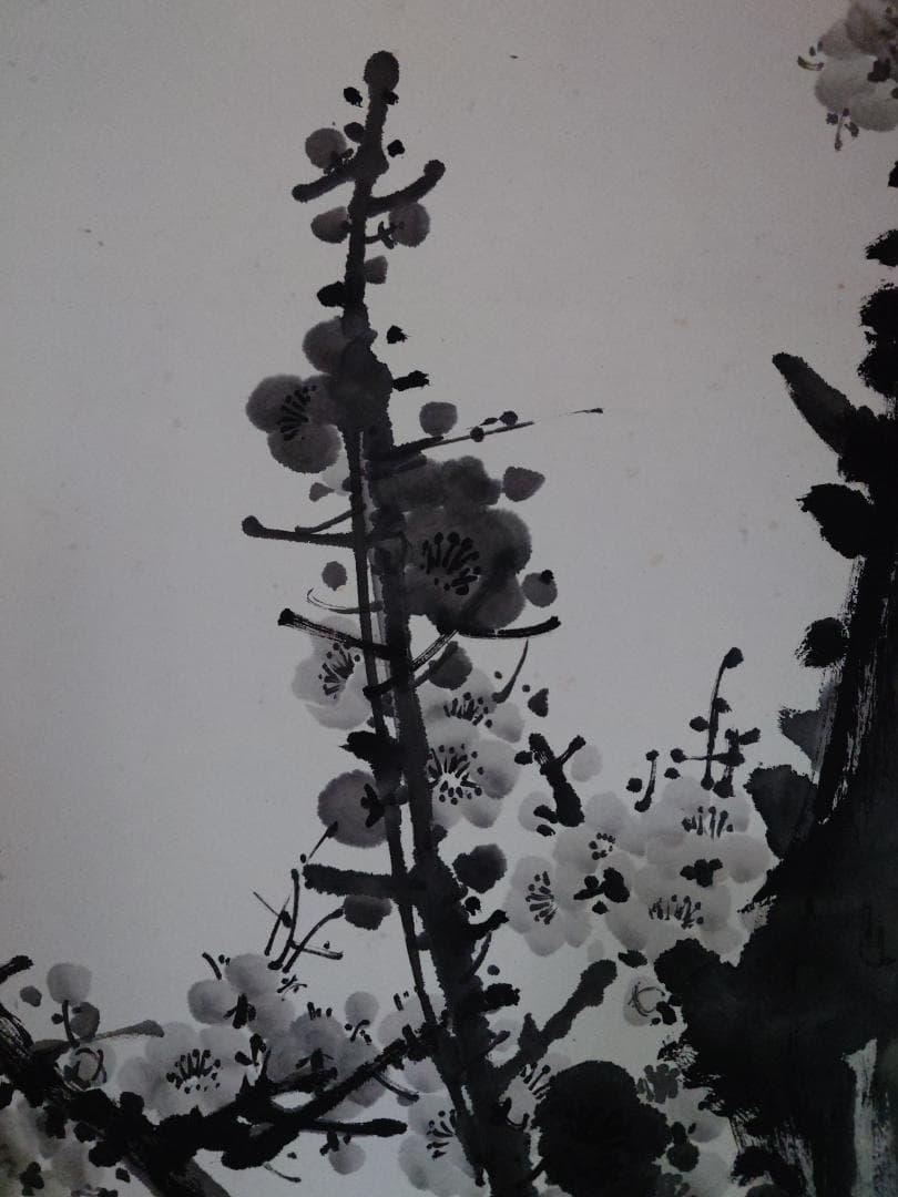 水墨画 掛軸 梅の木 春の景色
