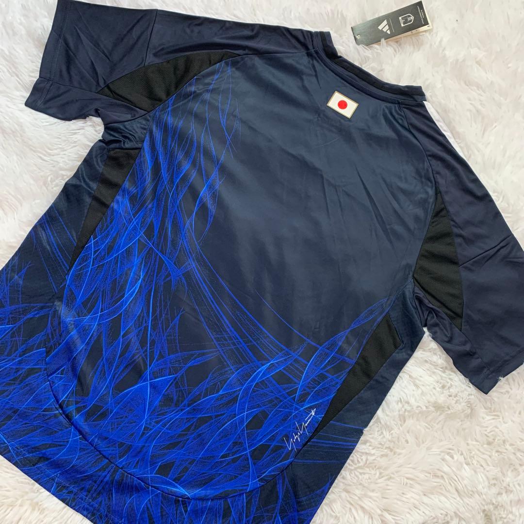 日本代表　サッカーY-3 ネイビー フレイムパターン シャツ Ｌ