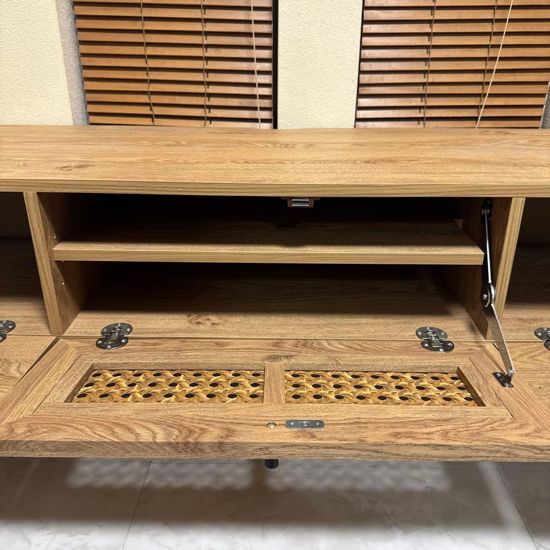 美品 LOWYA テレビボード ナチュラルウッド テレビ台 140 ラタン調